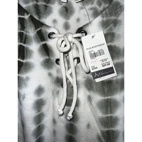 C Active Sweatshirt Green and Cream Women's Plus 22 / 24 W Tie Dye NWT New - Picture 3 of 16